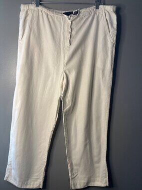 Vintage Solutions Casualwer white linen cotton blend pants lightweight comfort